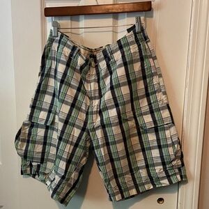 Nautica Men's Cargo Shorts - Green and Navy Plaid